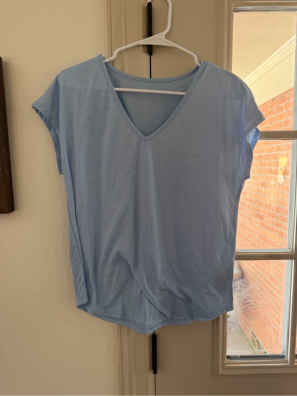 Light Blue V-Neck Women's Top